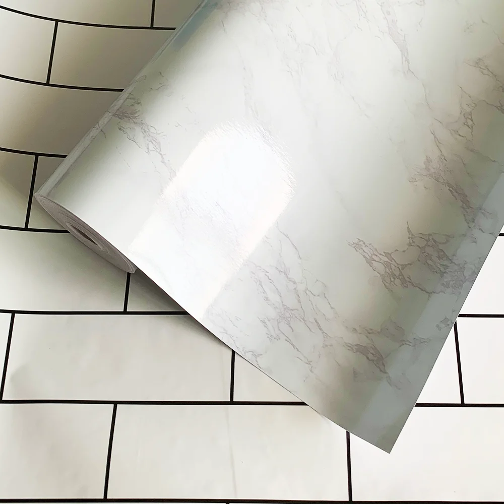 Papel tapiz impermeable autoadhesivo para pared de baño, lámina de mármol a prueba de aceite de alta temperatura para encimera de cocina