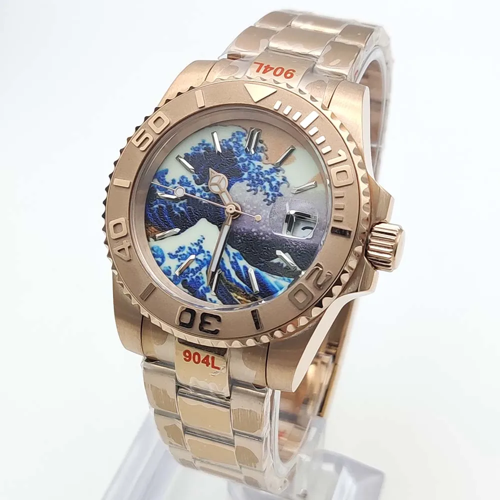 Men's Rose Gold Luxury Fashion Watch Full Luminous Night Dial Sapphire Glass  Watch Waterproof Crown Men's Watch