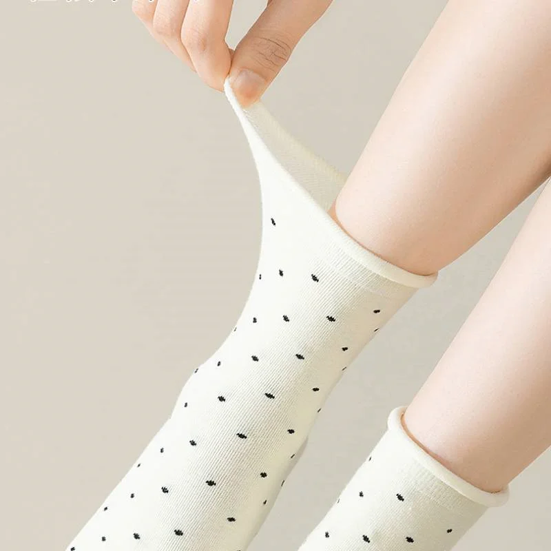 1 Paar Zehensocken für Damen, mittellange Fünf-Finger-Socken, niedliche Punkte, hochwertige Baumwoll-Crew-Socken mit separaten Fingern – Detail 9