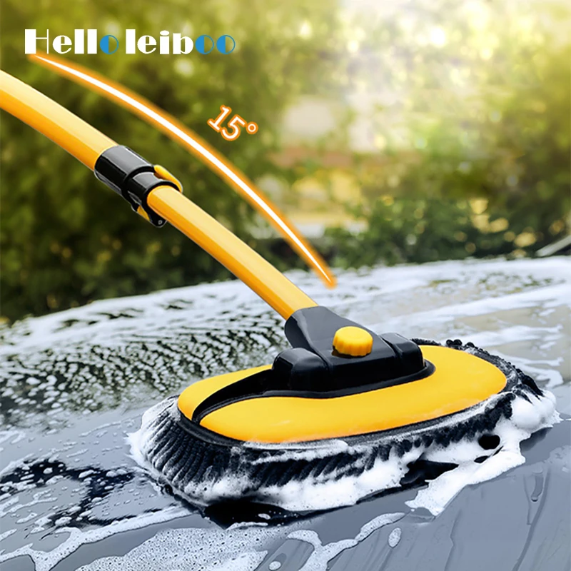 LEIBOO Car Wash Mop Cleaning Brush Telescoping Long Handle Cleaning Mop Retractable Bent Bar Car Wash Brush Car Cleaning Tools