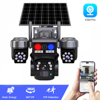 Security WiFi Solar Camera Three Lens PTZ Wireless Surveillance Camera Intelligent Outdoor Solar Cameras PIR Detection V380