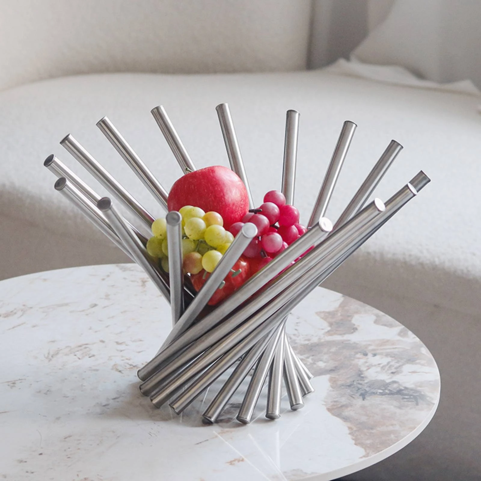 

Foldable Fruit Tray Silver Metal Fruit Tray Snack Dish Decorative Household Decor