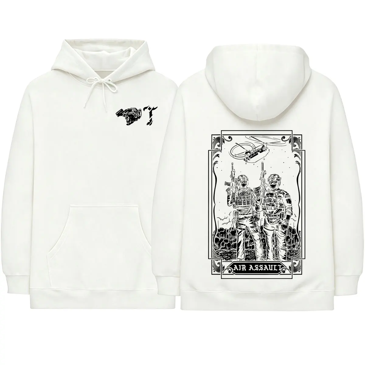 Air Assault Brothers in Arms Skeleton Hoodies Men Clothing Fashion Gothic Oversized Hooded Sweatshirts Pullovers Streetwear Tops