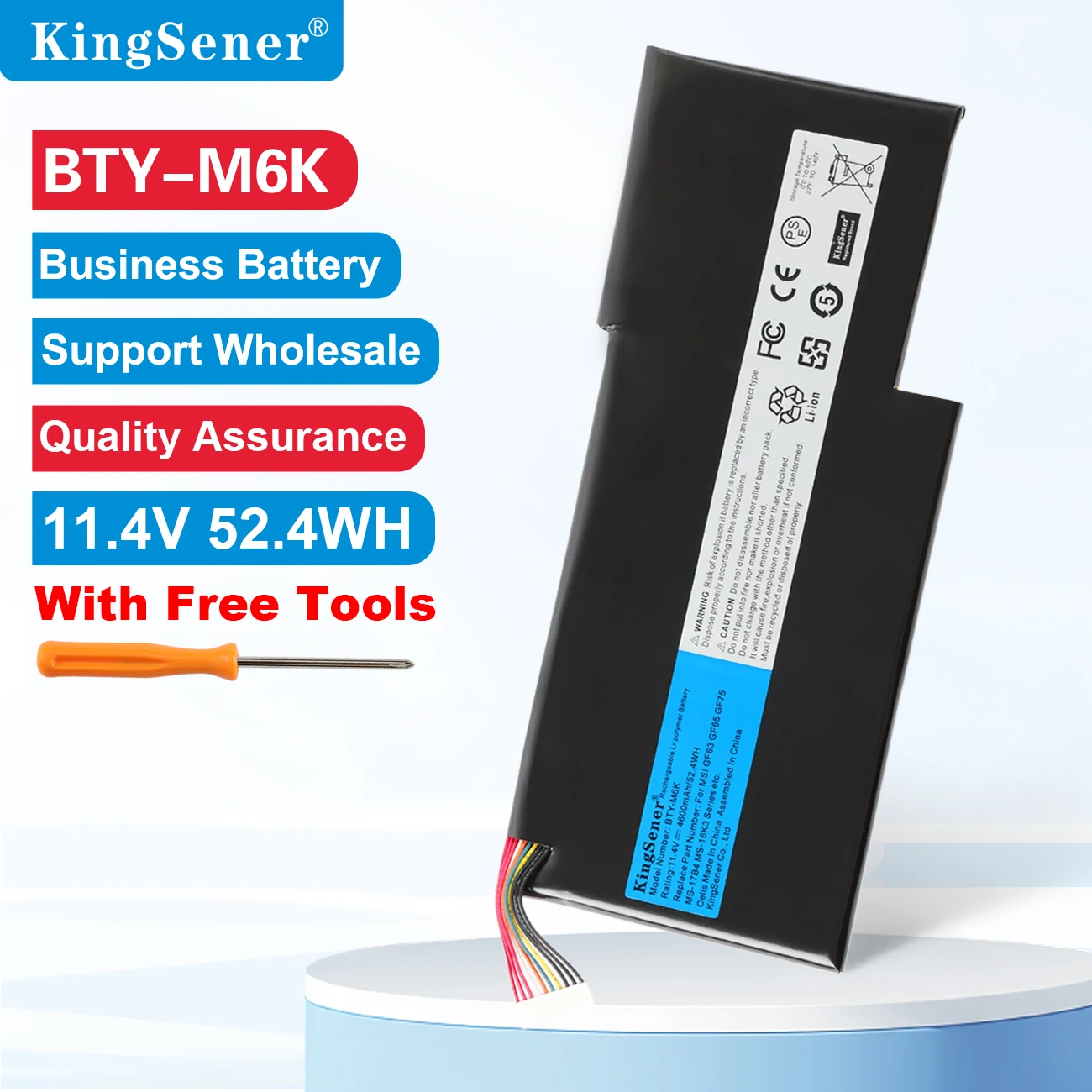 

KingSener BTY-M6K Laptop Battery for MSI MS-17B4 MS-16K3 GF63 Thin 8RD 8RC GF75 Thin 3RD 8RC 9SC GF65 Thin 9SE/SX Thin 10SDR
