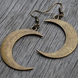 Big Crescent Moon Bronze Long Earrings mystic gothic jewelry Wiccan Moon phase witchy Goddess women Fashion gift 2020 new Lunar