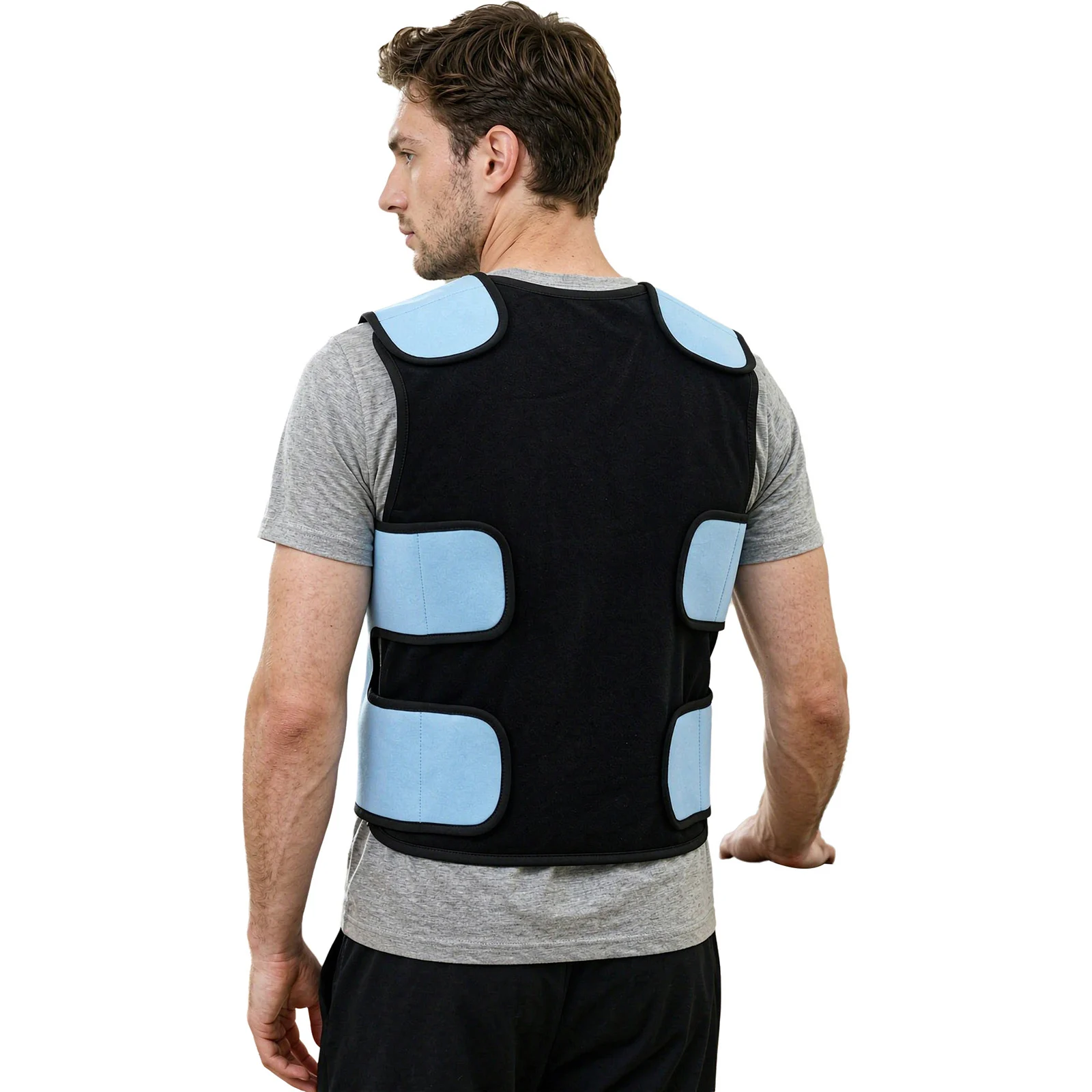 Adults Adaptive Clothing Adjustable Hook And Loop Closure Compression Vest Sleeveless Color-blocked Waistcoat with Pocket