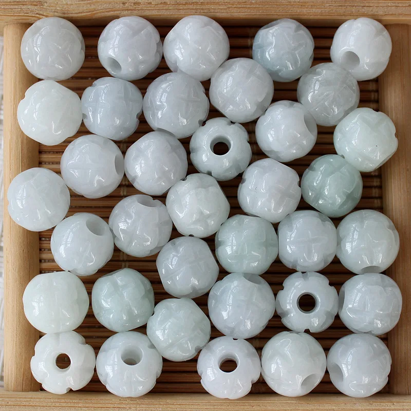 

10mm Hand-carved Exquisite Pattern Jades Beads For Jewelry Making Diy Necklace Bracelet Charms Jadeite Bead Accessories