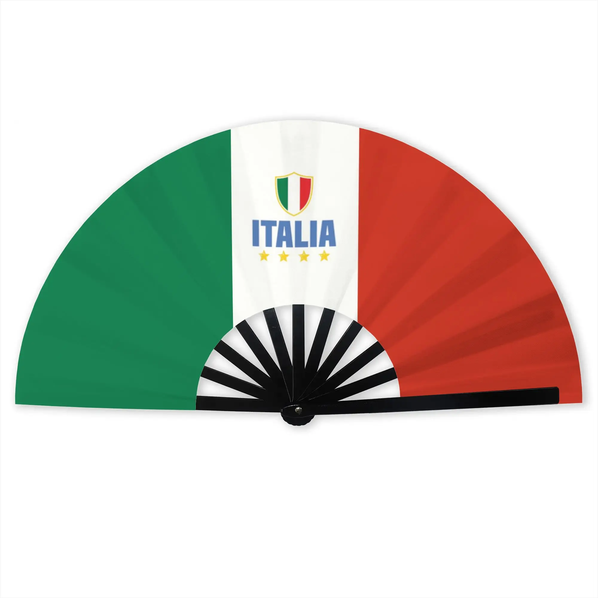 Flag of Italy Stylish Hand Fan  Men  Printed Polyester Fan Vintage For Sports Events Gift