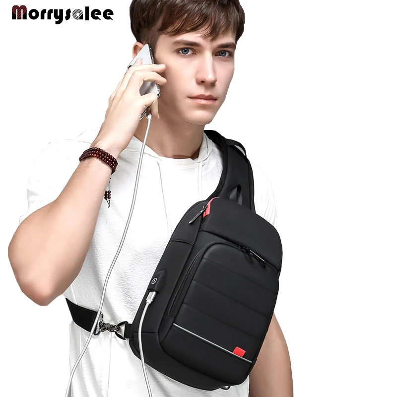 Sac à bandoulière étanche pour homme, chargement USB, sac messager, sac de poitrine, sangle unique initiée, haute qualité, nouveau, 2024