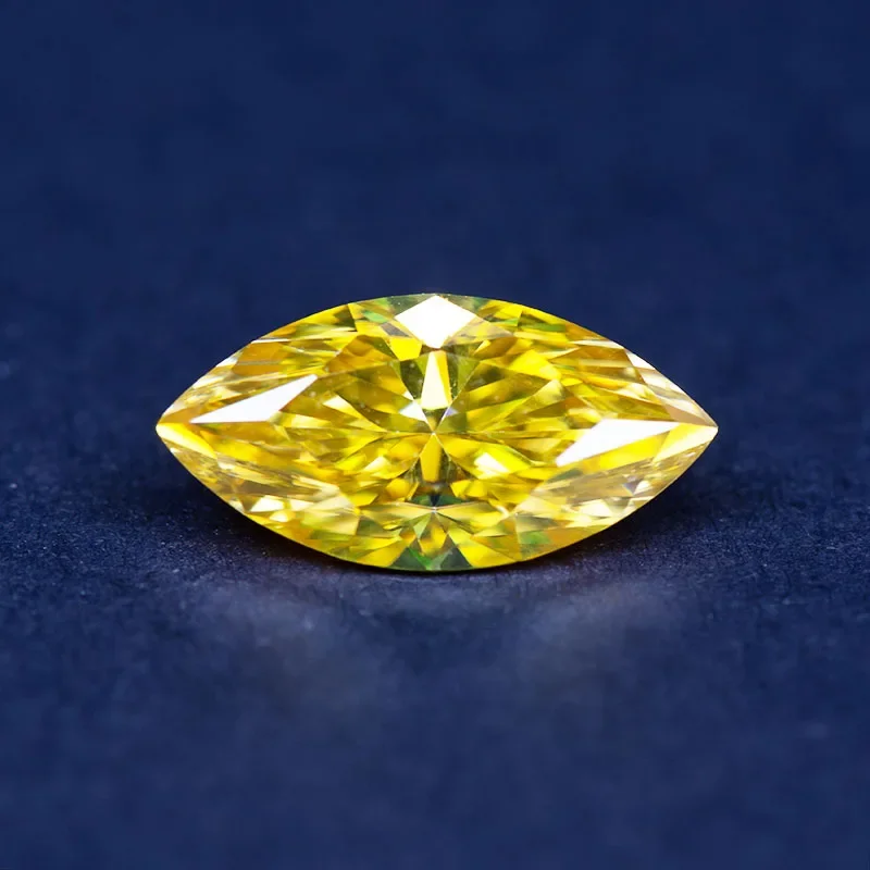 N-Moissanite حجر ذهبي أصفر اللون ماركيز قطع لصنع المجوهرات DIY حلقة قلادة أقراط المواد الرئيسية مع شهادة