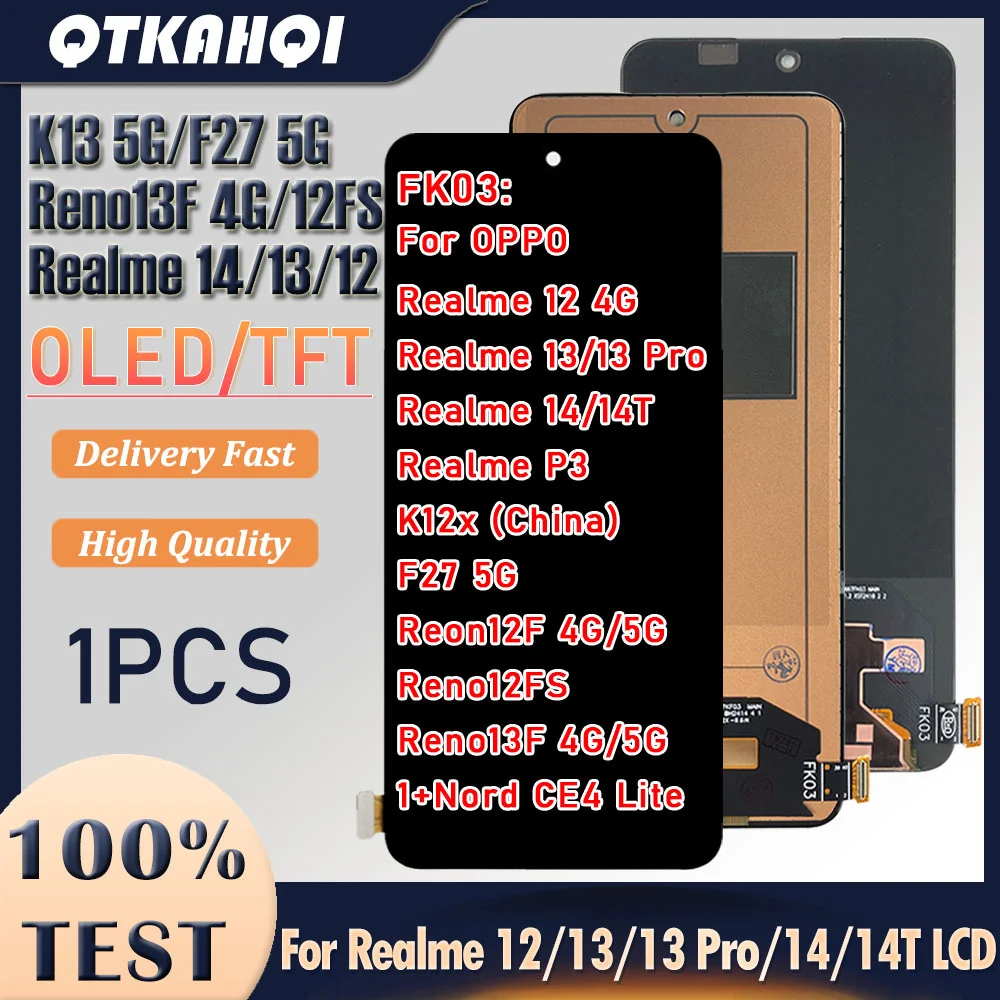 For OPPO K12x (China),F27 5G,Reon12F 4G 5G,Reno12 FS,Reno13F LCD