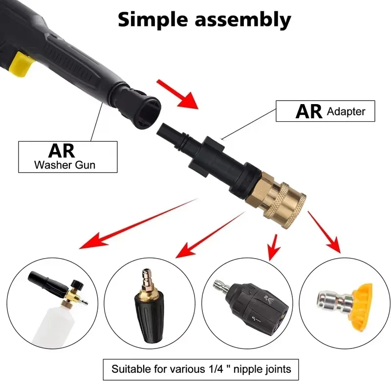  High Pressure Water Gun Adapter For AR Blue Clean/ Black Decker To Quick Connect 1/4" Washer Parts, With 5 Color Nozzles image 2
