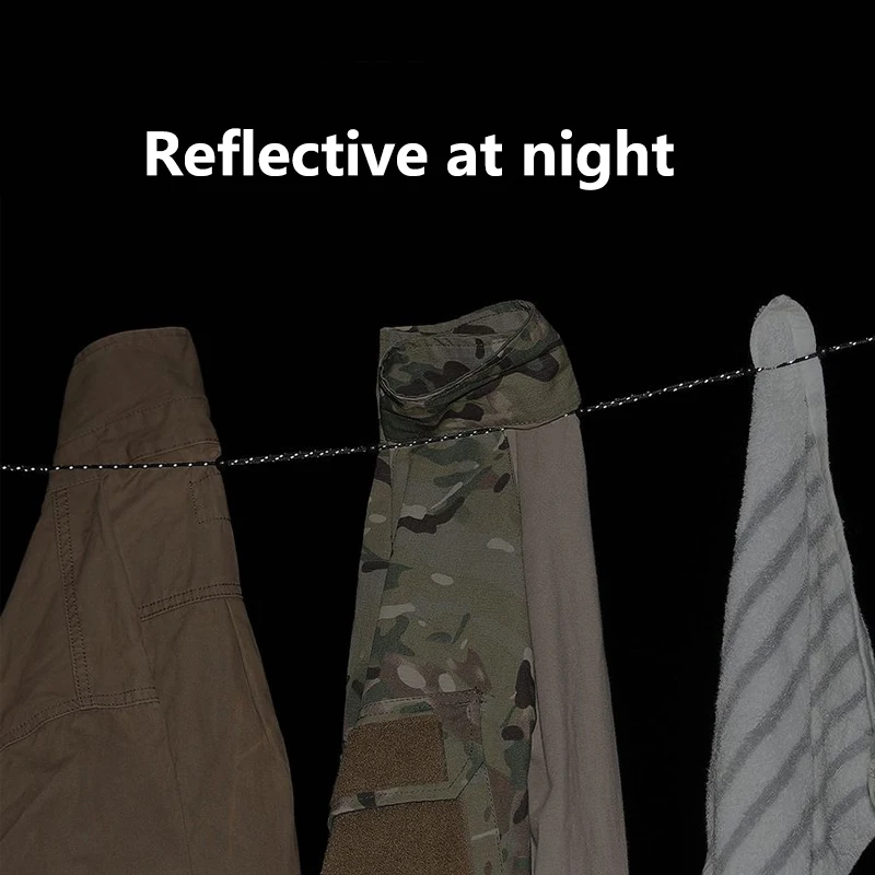Jemuran Pakaian Gaya Manik-manik 3 Meter Portabel Berkemah EDC Luar Ruangan dengan Alat Gantung Multifungsi Reflektif Malam