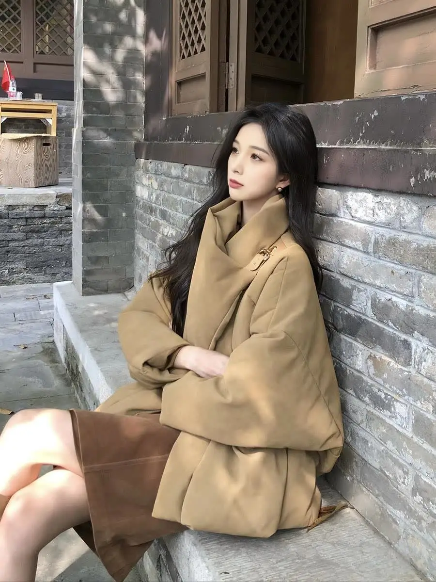 

Женская короткая пуховая куртка с 90% белым пухом, с пышным воротником, в корейском стиле, зимняя теплая, прямого кроя, верхняя одежда