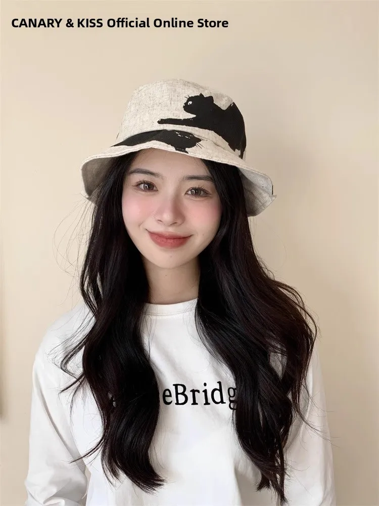 canary-kiss-chapeau-de-soleil-d'exterieur-collaboratif-en-coton-et-lin-style-bob-imprime-accessoire-de-mode-printemps-2024