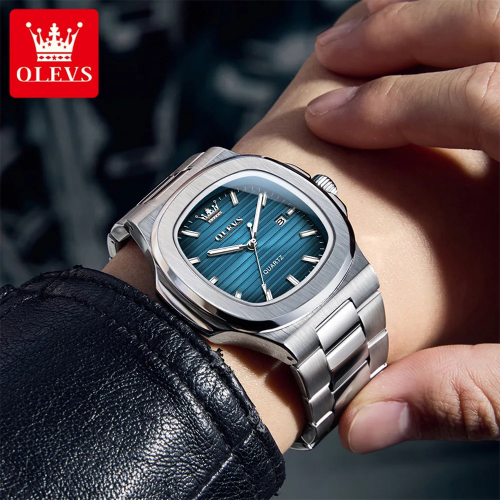 

OLEVS 3696, классические модные простые мужские часы, циферблат с нитью попугая, светящиеся кварцевые часы с датой, водонепроницаемые оригинальные брендовые часы
