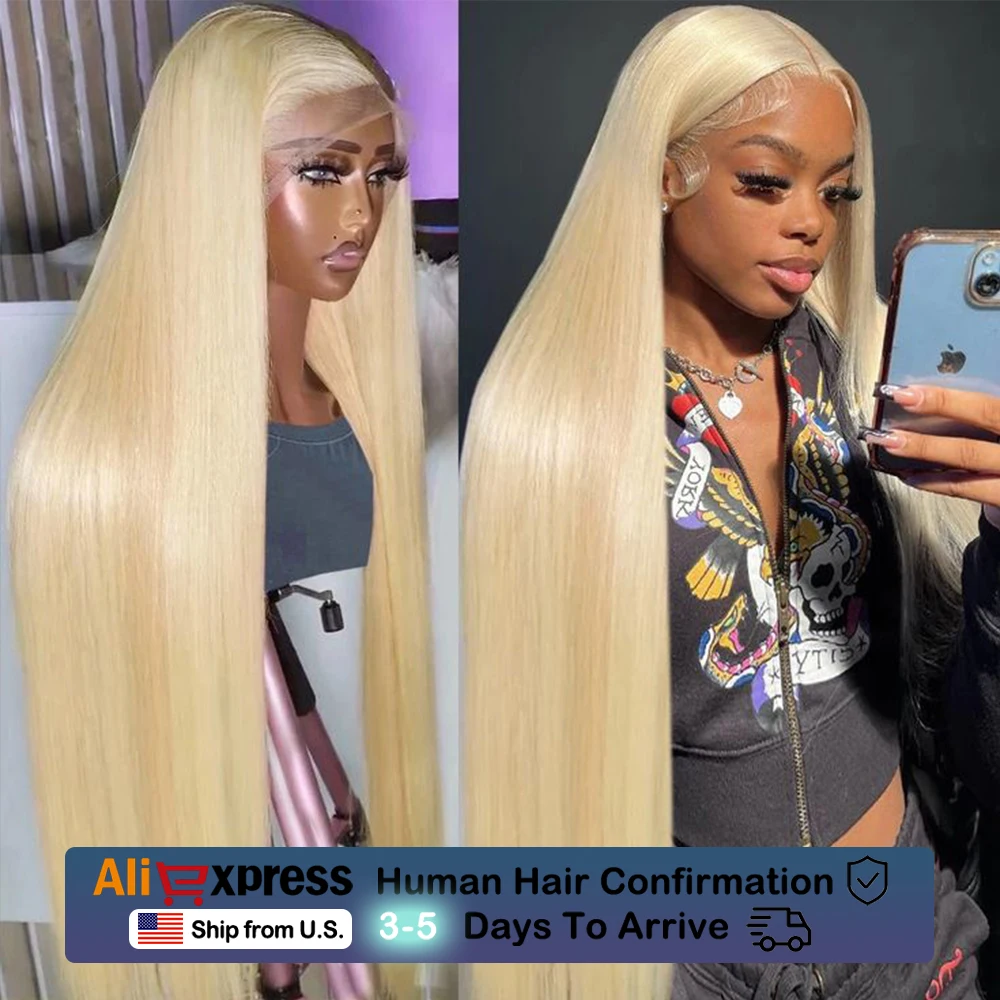 

30 40 Inch Straight 100% human hair Wig 613 Blonde 13x6 Hd Lace Frontal Wig 210 Density Brazilian 13x4 Lace Front Wig For Women