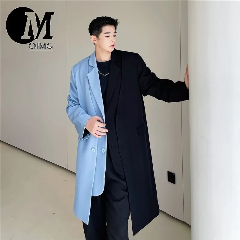 [OIMG] Designer style irregular layering fake two-piece windbreaker men's asymmetrical color blocked suit coat jacket