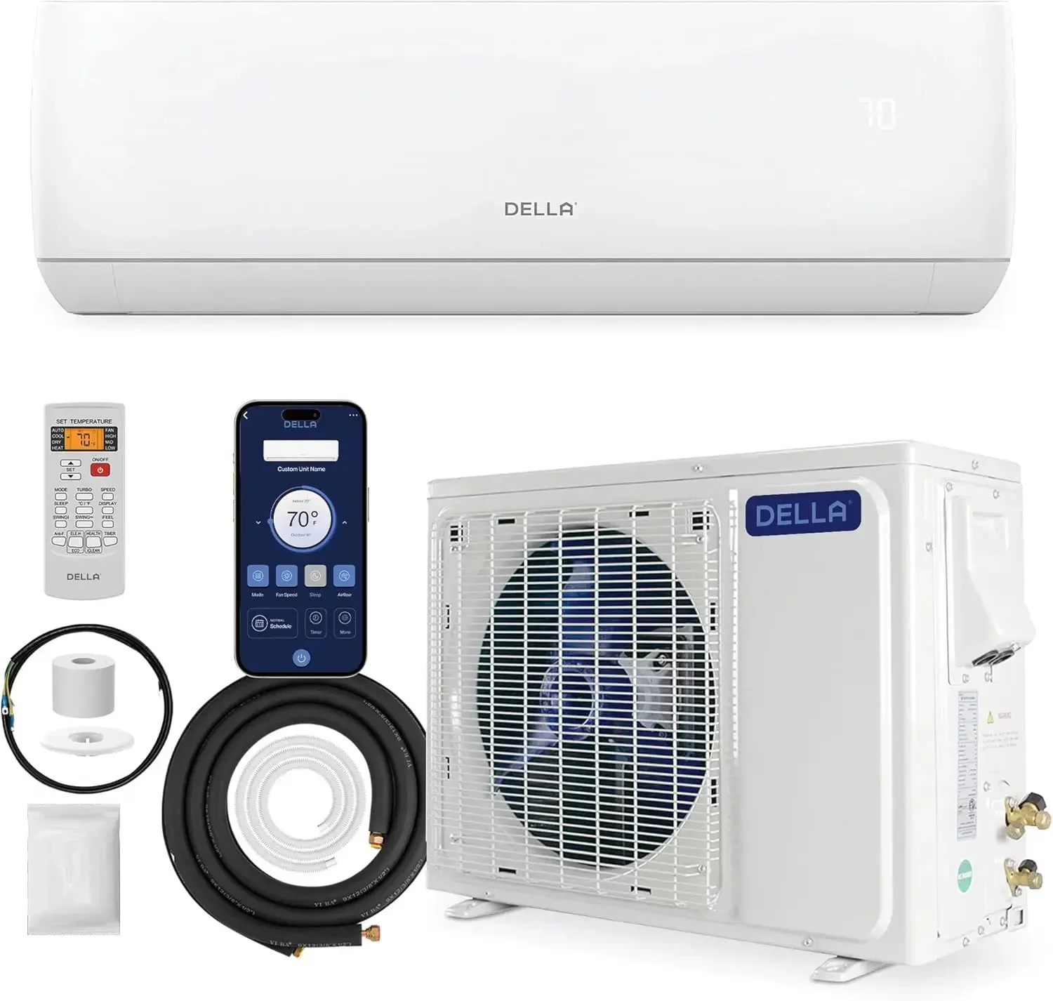 % un Mini Split 20 SEER2 habilitado para Wifi de 12000 BTU enfría hasta 550 pies cuadrados, 110-120 V, funciona con Alexa, aire acondicionado y calentador