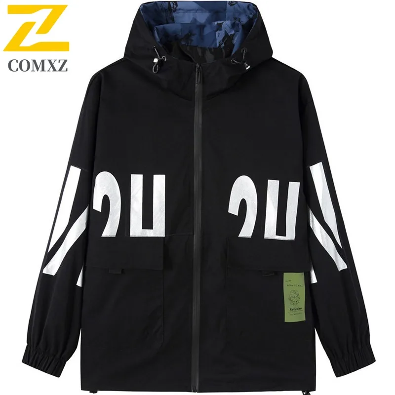 

COMXZ модная мужская куртка классическая с капюшоном для скалолазания универсальная спортивная одежда пальто для походов на открытом воздухе водостойкая весенне-осенняя одежда