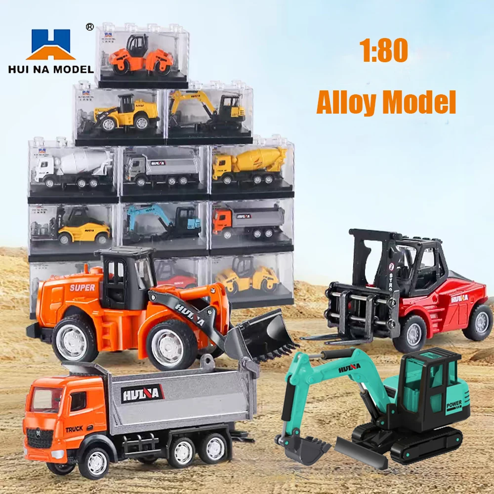 Huina 1:80 Alloy Excavator Truck Dumper Metal Engineering Car Model Toy Scale Cars Diecast Vehicle Toy Children Toys for Kids