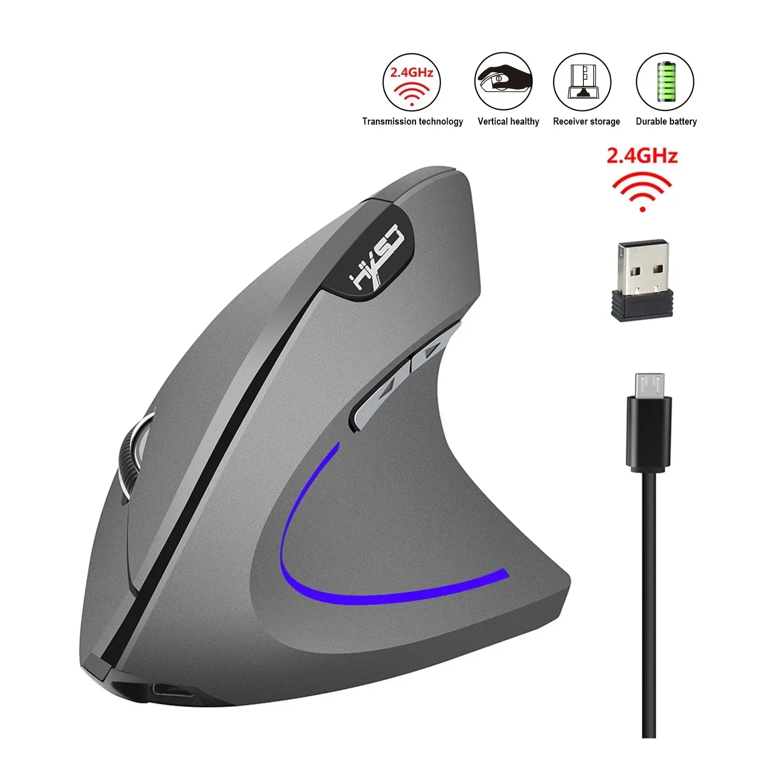 

Vertical Mouse for Office and Mac Logitech Mouse Ergonomic Optical Mouse Hot Choice ABS 2400DPI Adjustable Rechargeable 600mA