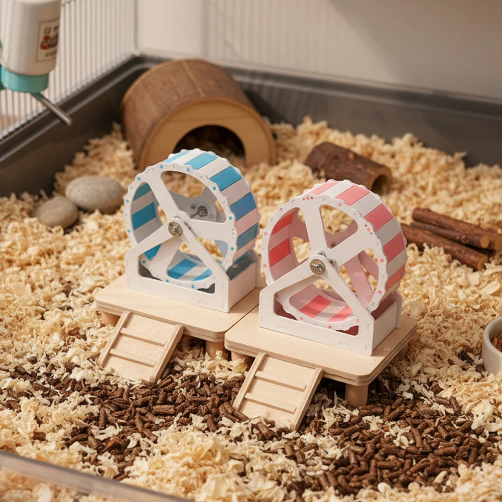 

Plastic Hamster Running Wheel Stable Base Colorful Pet Hamster Bracket Silent 21cm Small Animal Wheel for Small Animals