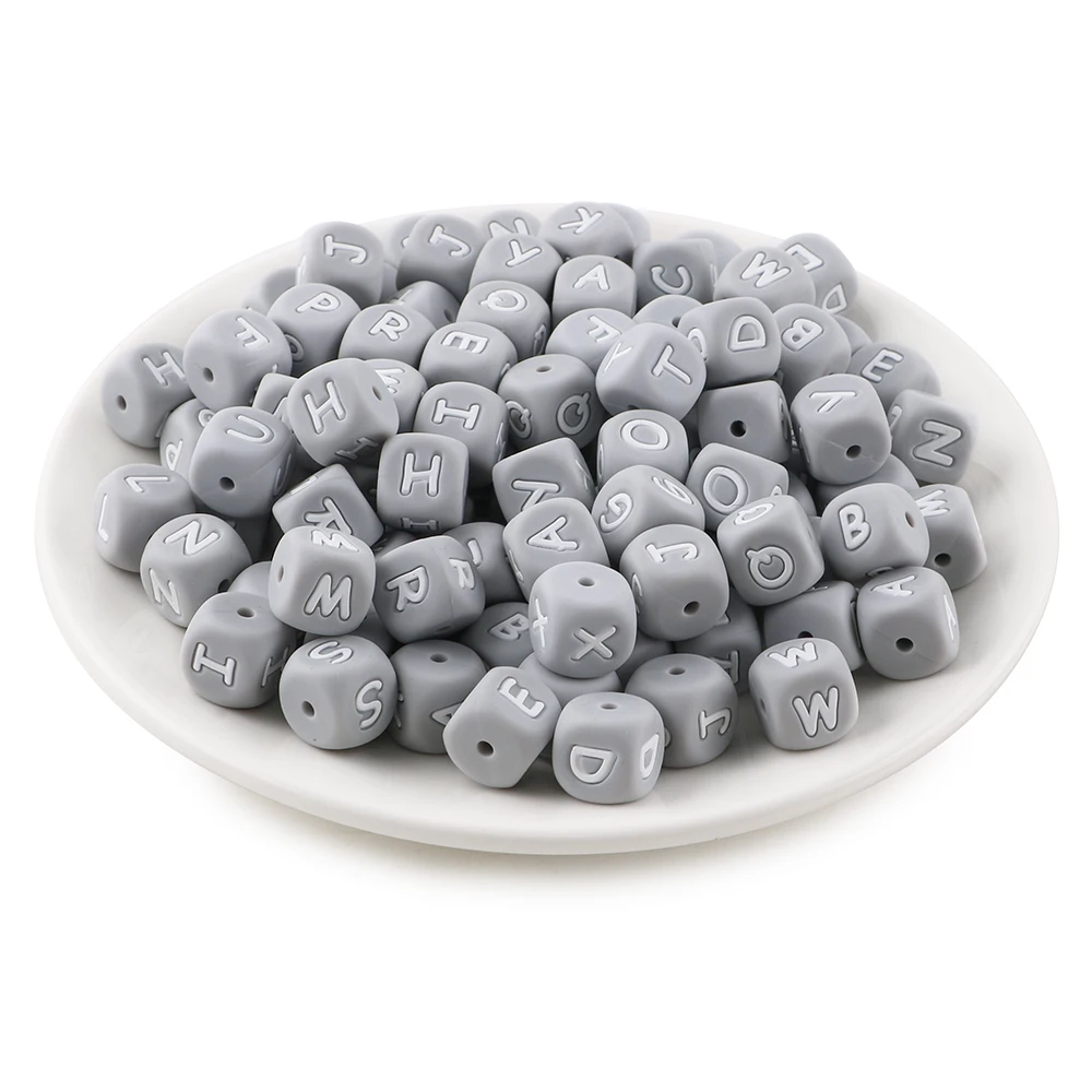 Kovict 20-26pcs 12mm Gray Silicone Alphabet Letter Beads For Jewelry Making Letters For Bracelets Jewelry Accessories