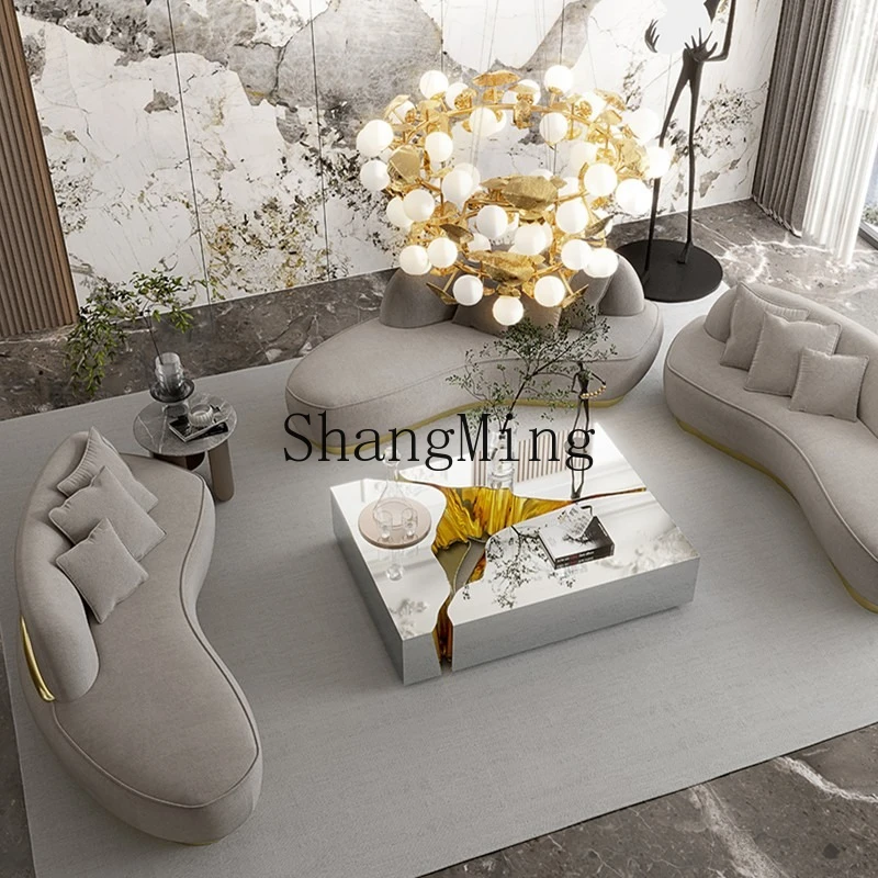

SM light luxury stainless steel coffee table modern high-end villa splicing metal paint square tea table