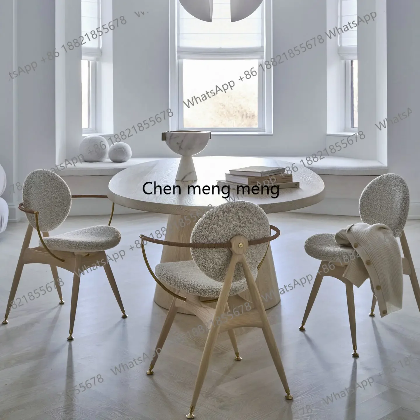 

Nordic simple solid wood dining chair wabi style designer home high-end light luxury negotiation chair desk chair