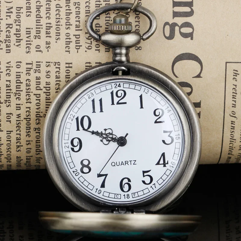 New Fashion Bronze Vintage Flowers Antique Quartz Pocket Watch Fob Chain Watches for Men Women CF1042