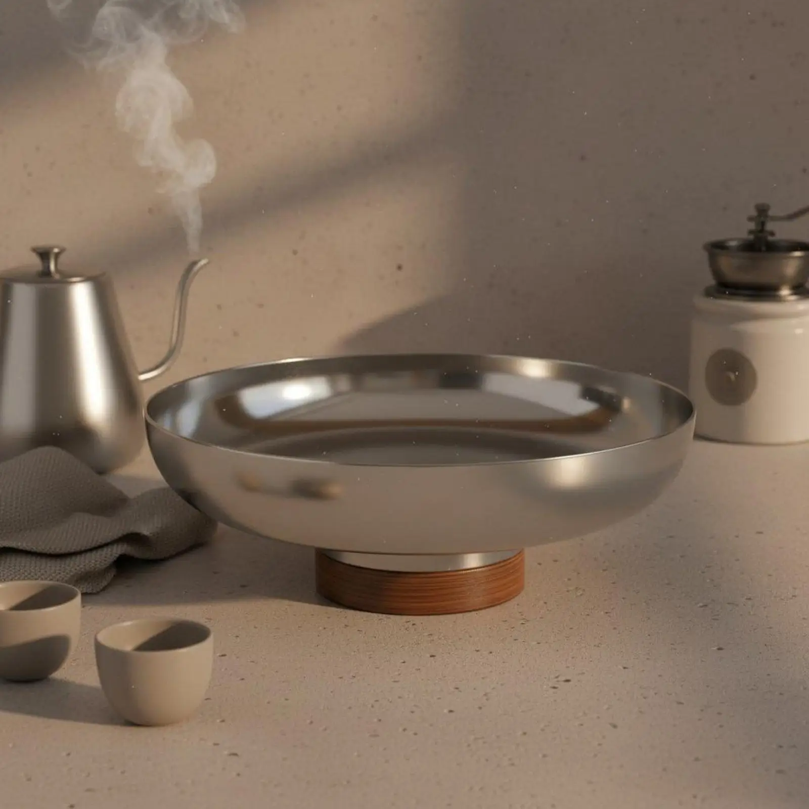 2 Pieces Stainless Steel Cake Stand Modern Minimal Design Metal Fruit Tray