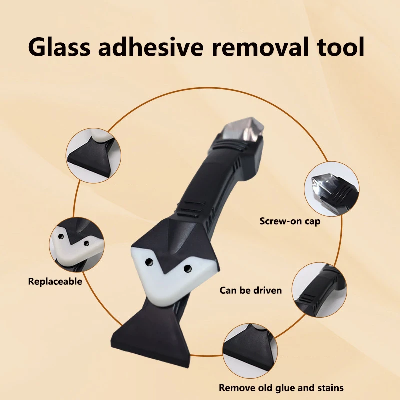 Glass Residual Glue Scraper Tool - Multi-Functional Glue Removal Tool - Wall Corner Trimming Tool - Seam Filling Scraper Tool