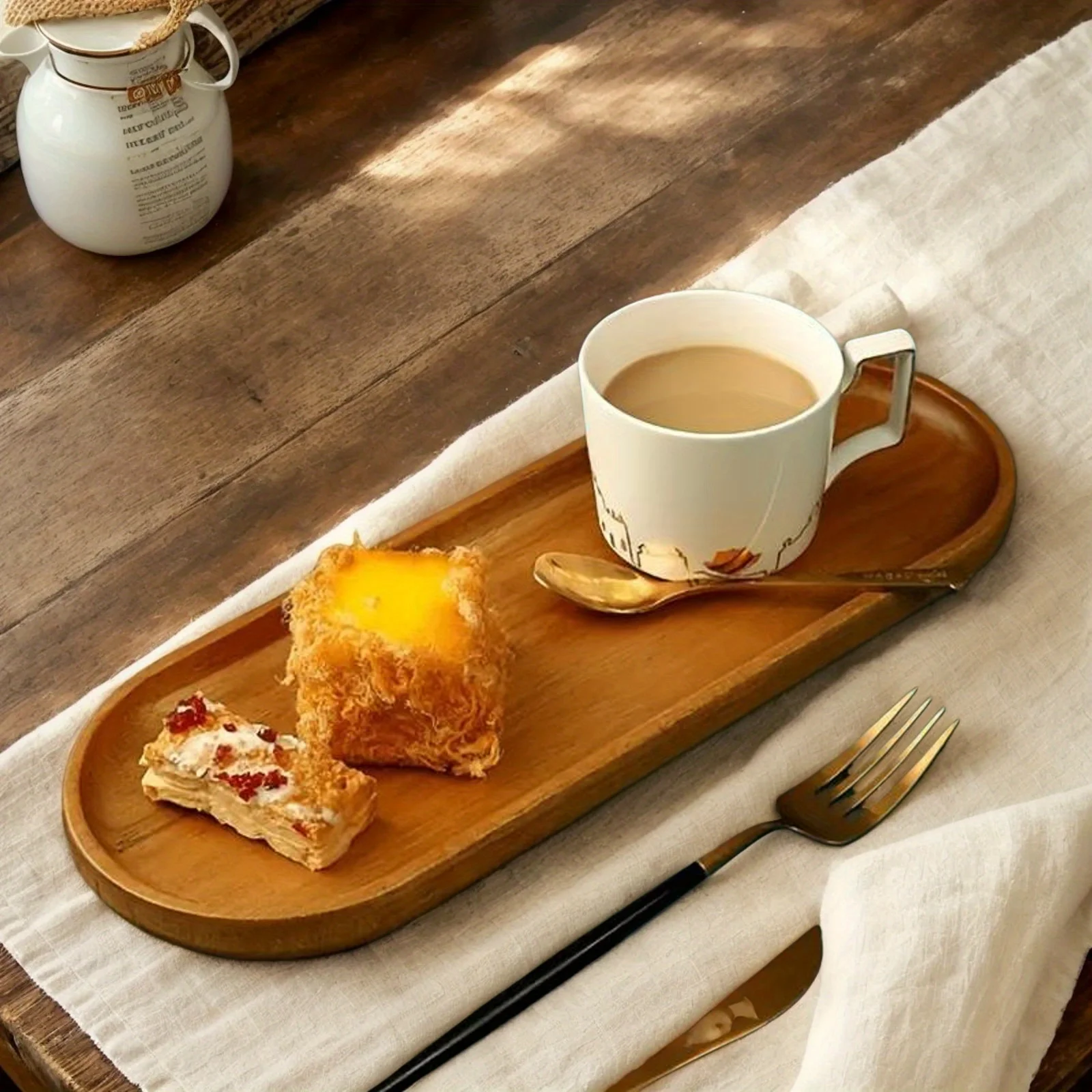 

Acacia Wood Tea Tray Rectangle Snack Candy Plate Japanese Style Solid Wood Serving Tray