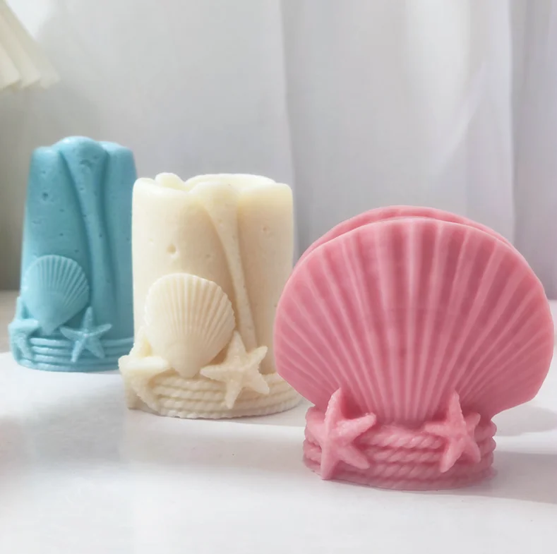 

Marine Starfish Shell Candle Soap Silicone Mold Aromatherapy Ornaments Ocean Wave Column Desktop Decoration Mould