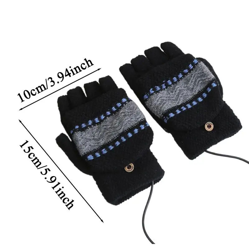 Fingerless Heated Gloves Heating Men Women Fingerless Winter Gloves Adjustable Temperature Winter Warm Heating Mitten USB Hand