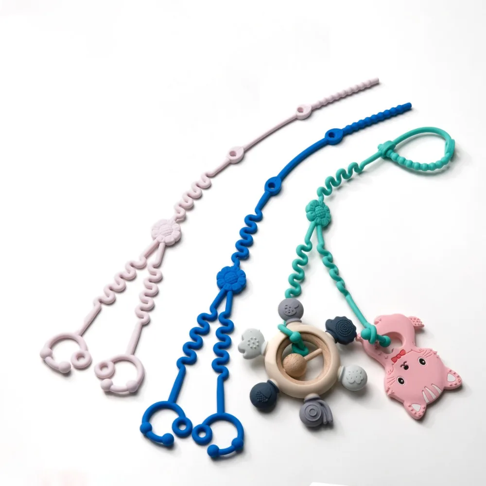 Silikon Baby Schnuller Kette Anti-Lost Kette Schnuller Dummy Brustwarzen Halter Clips Anti Fall Seil Kinderwagen Zubehör Nippel halter