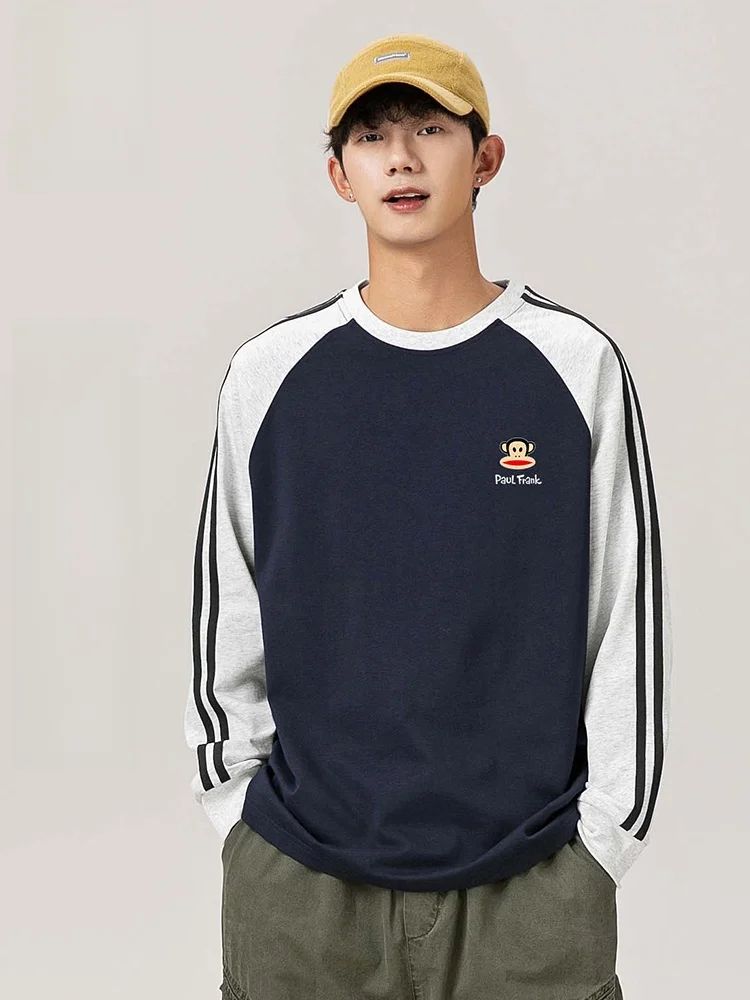 

Мужская футболка с длинным рукавом и принтом, свободного кроя, с круглым вырезом, в полоску, повседневный топ, удобная осенняя одежда из полиэфирного волокна