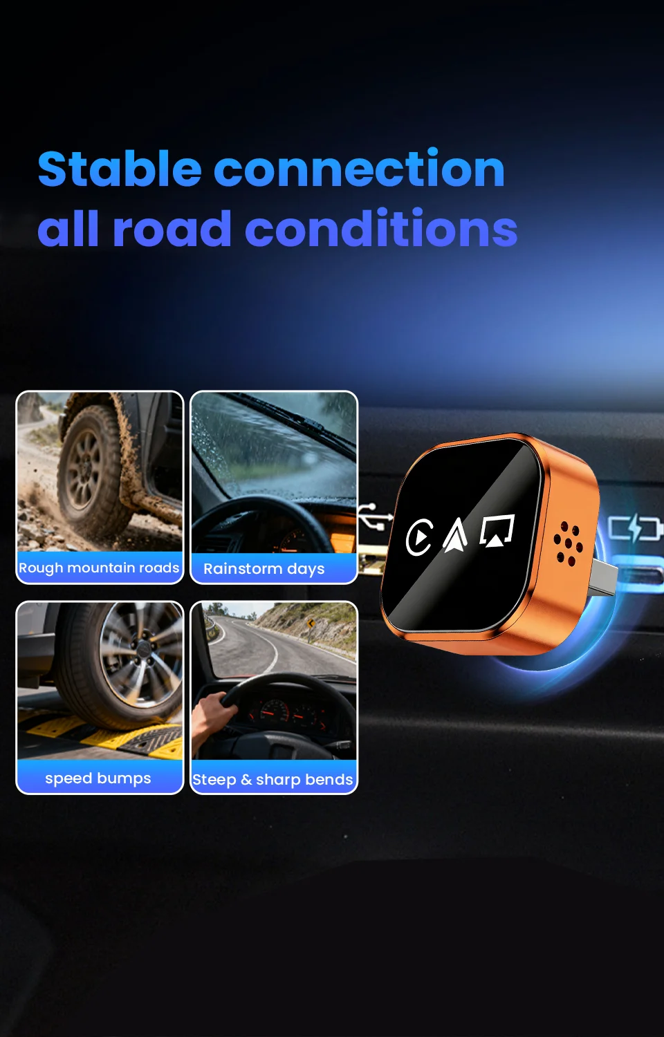 CarRocket 4-in-1 Upgrade Wireless Carplay Adapter Android Auto Mirror Link Smart MiNi AI Box Plug & Play für Toyota Ford Benz VW – Detail 4