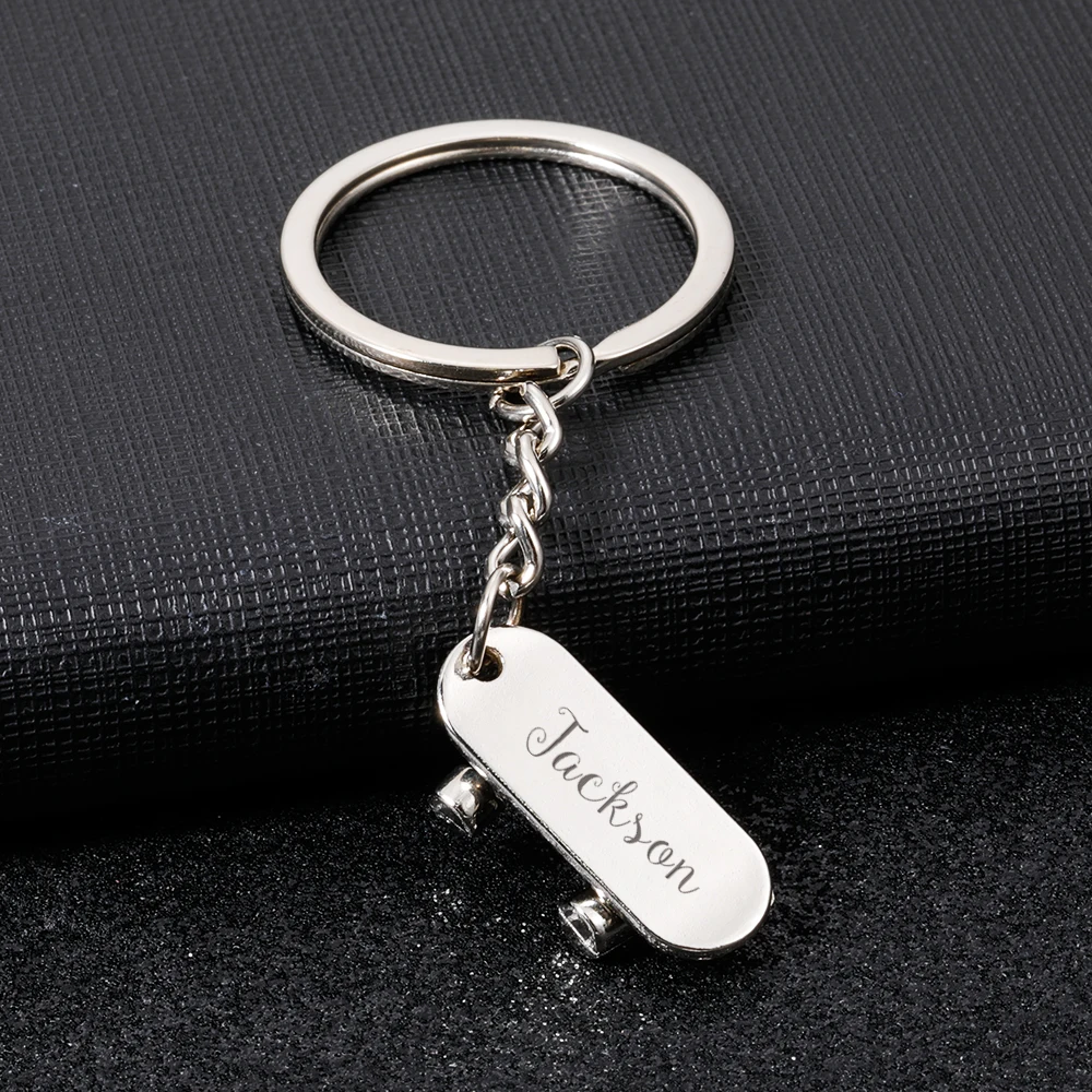 

Customized Name Scooter Keychain Novelty Casual Metal Trinket Couple Skateboard Key Chain Ring Key Holder Souvenir Jewelry Gifts