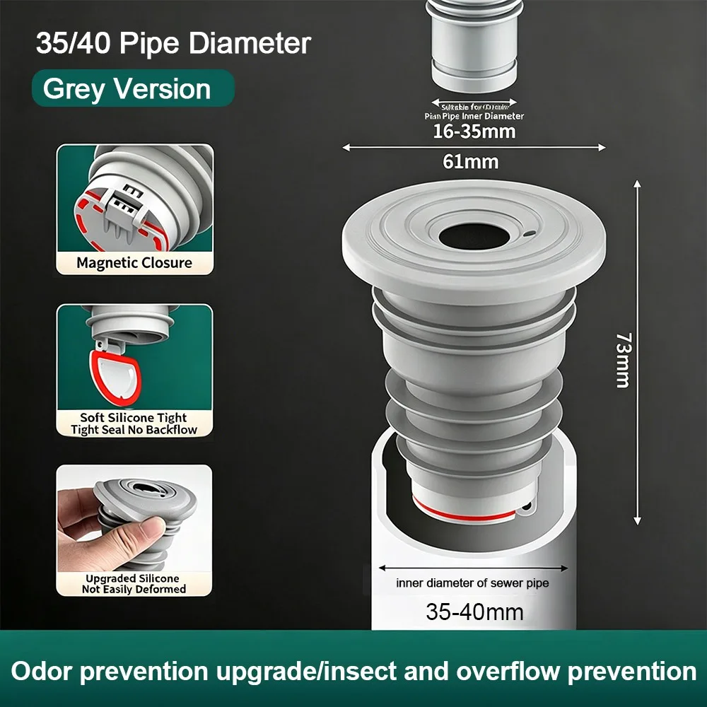 Useful Silicone Water Drains Connector Anti-odor Leakage Protection Floor Drain Seal Ring Sewer Pipe Plug Kitchen Sink