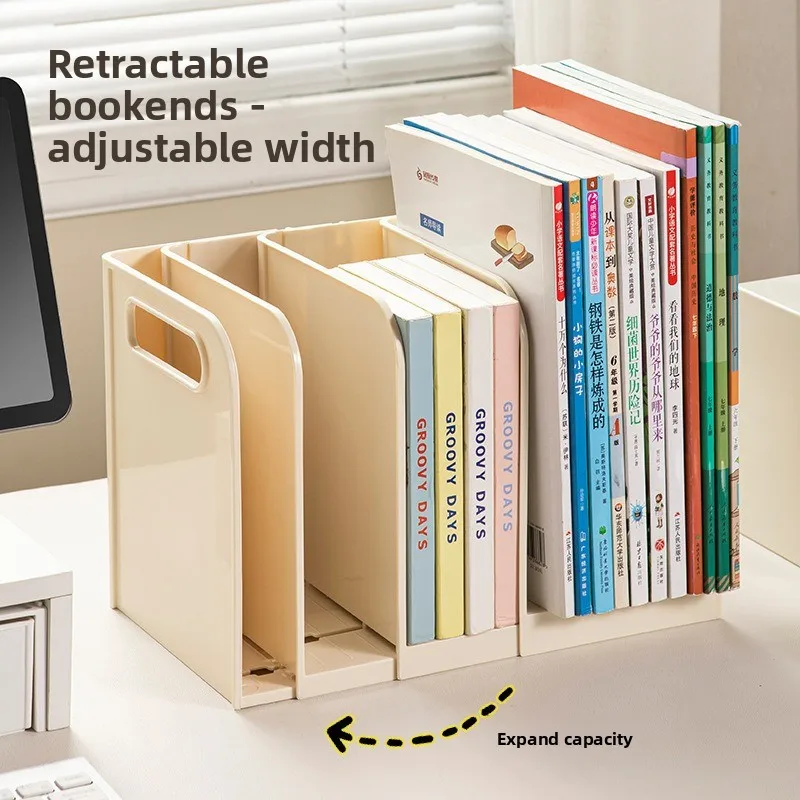 Retractable Bookend for Students Multifunctional High-capacity Desktop Organizer for Books Stationery Decorative