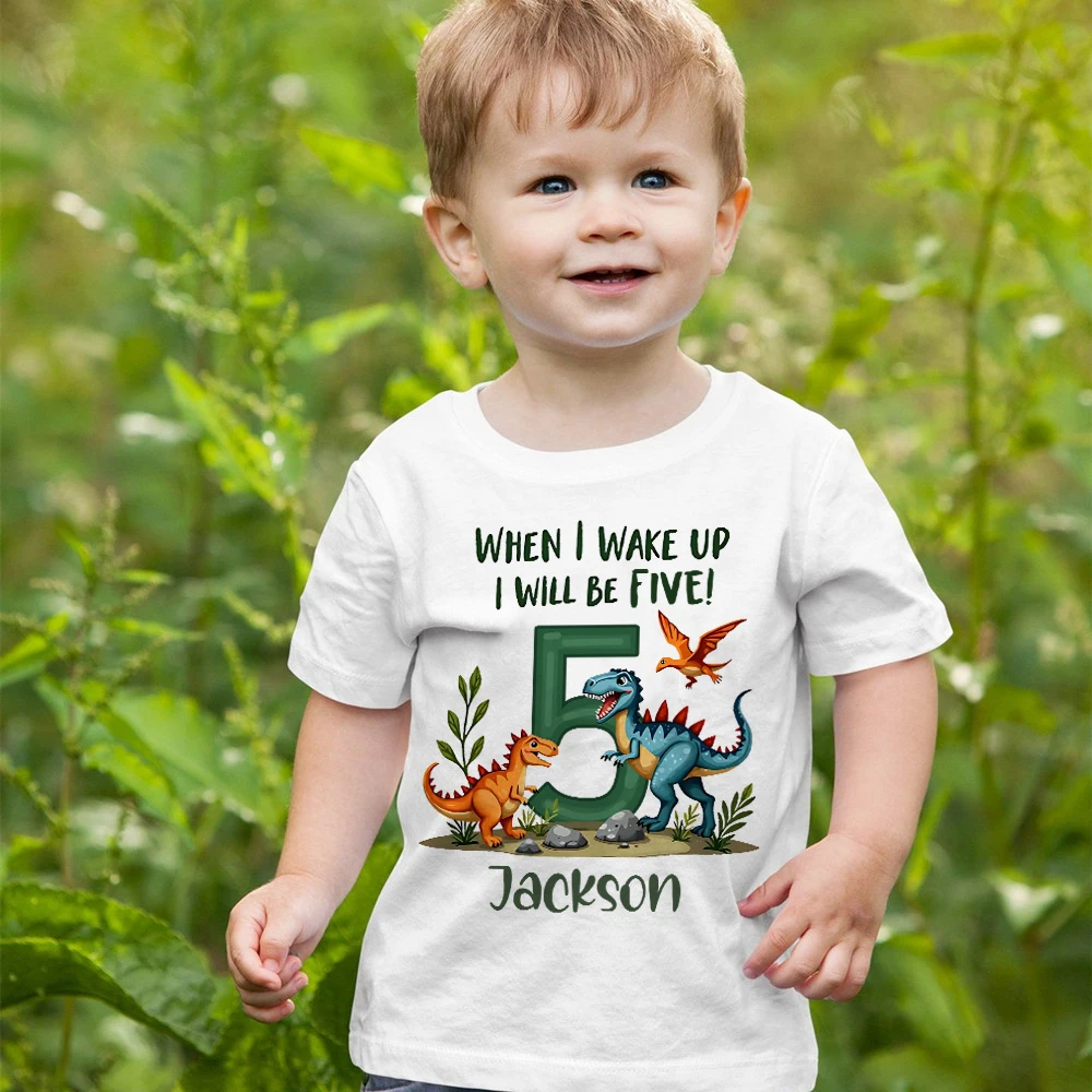Personalized Dinosaur Boys Birthday 1-9 Shirts Tee Kids Wild Party Outfit T Shirts Children Dinosaur Theme Birthday Outfit Tops