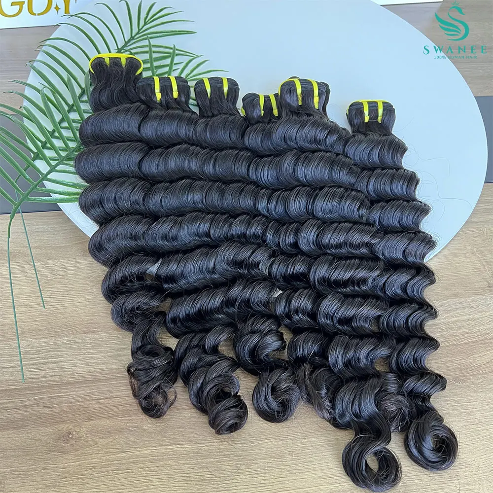 سواني 12A موجة عميقة حزم الشعر البشري الخام للنساء النسيج 26 28 30 بوصة عذراء وصلات شعر موجة عميقة الشعر 1/3 قطعة