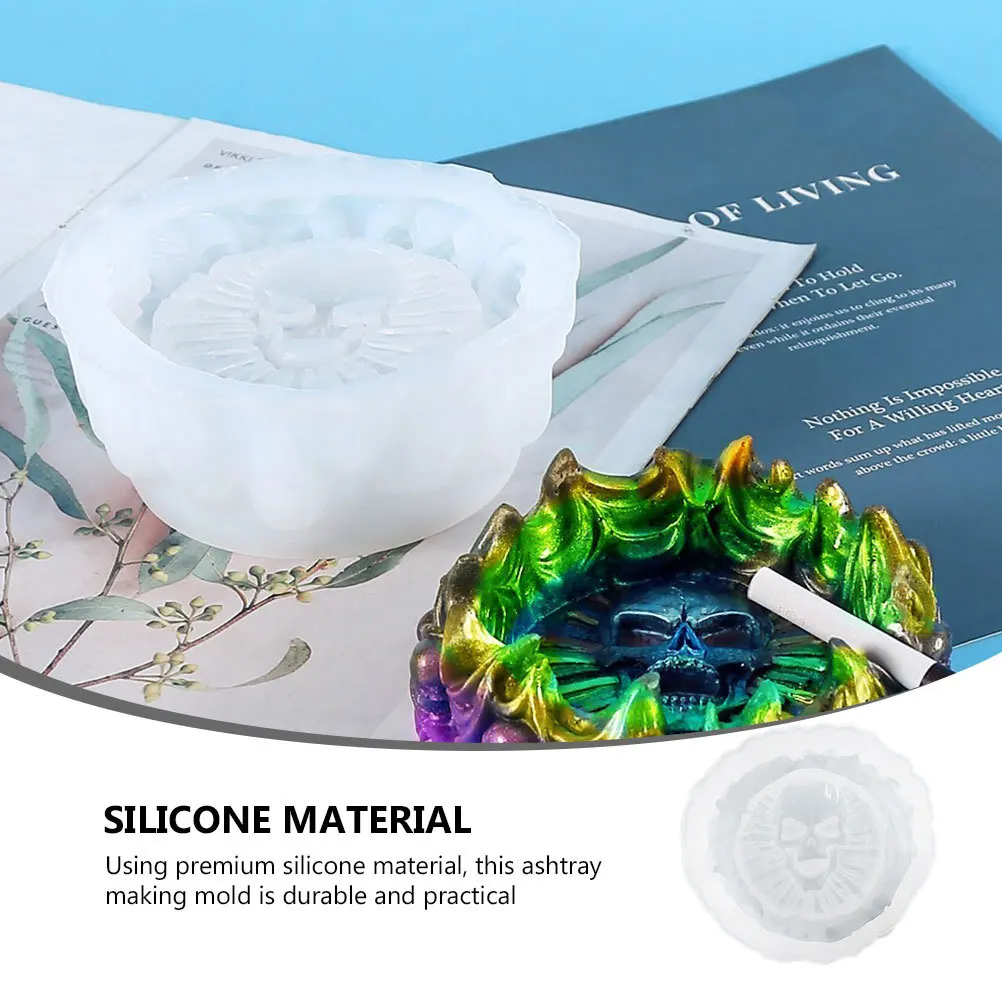 

DIY Crystal Drip Mold Creative Skull Shaped Silicone Ashtray Casting Mould Halloween Supply DIY Mold Craft Making Tool