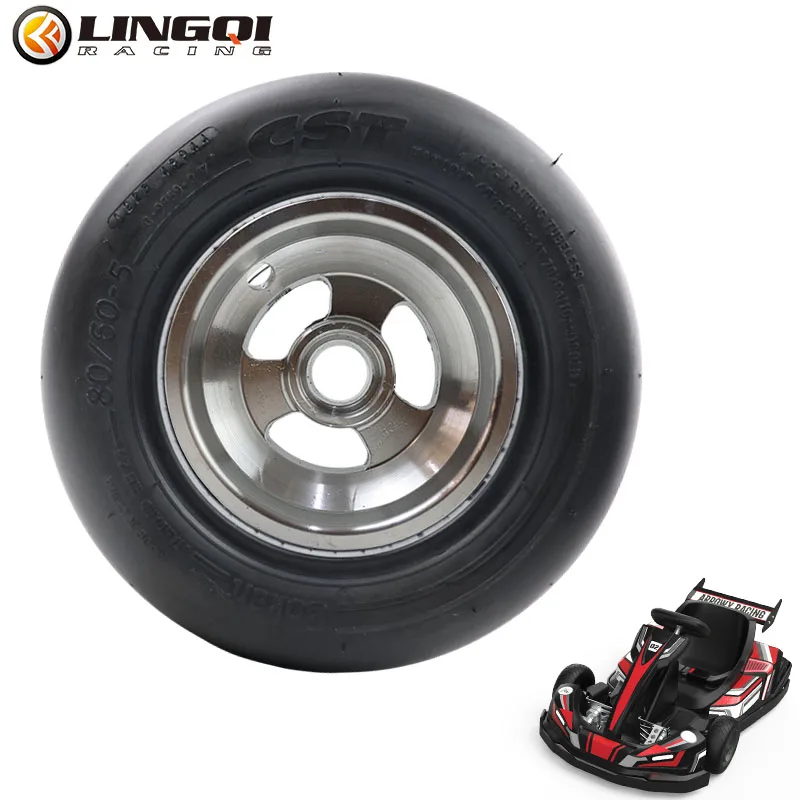 LINGQI Motorcycle Go Kart 5 Inch 80x60-5 Wheel Tire With Vacuum Rims For Children\'s Karting ATV Mini Moto Bike Tyre Accessories