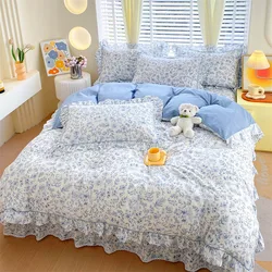 Bonenjoy Duvet Cover 100% Cotton Quilt Cover Ruffles Comforter Cover Floral Style Bedding housse de couette (No Pillowcase)