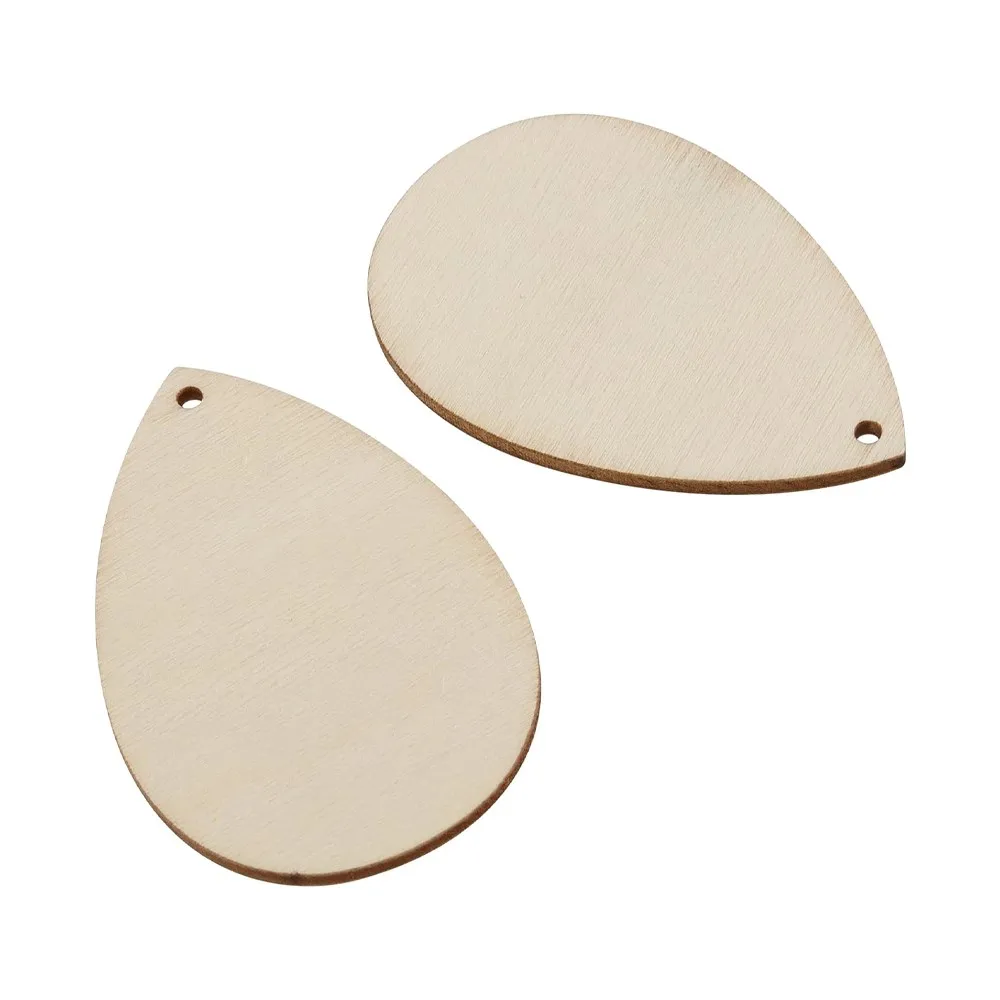 20Pcs/Lot Unfinished Wooden Teardrop Earring Pendants Blank Item Crafts For DIY Handmade Jewelry Making Supplies Accessories