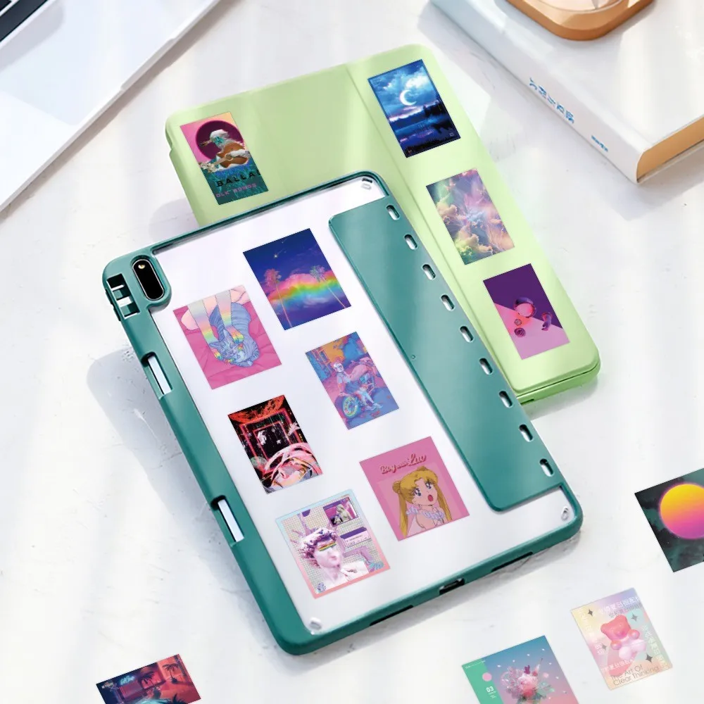 50-Piece Vintage-Inspired Vaporwave Stickers - Decorative Decals for Notebooks, Phone Cases, Backpacks(Anime Worlds Store) view 5