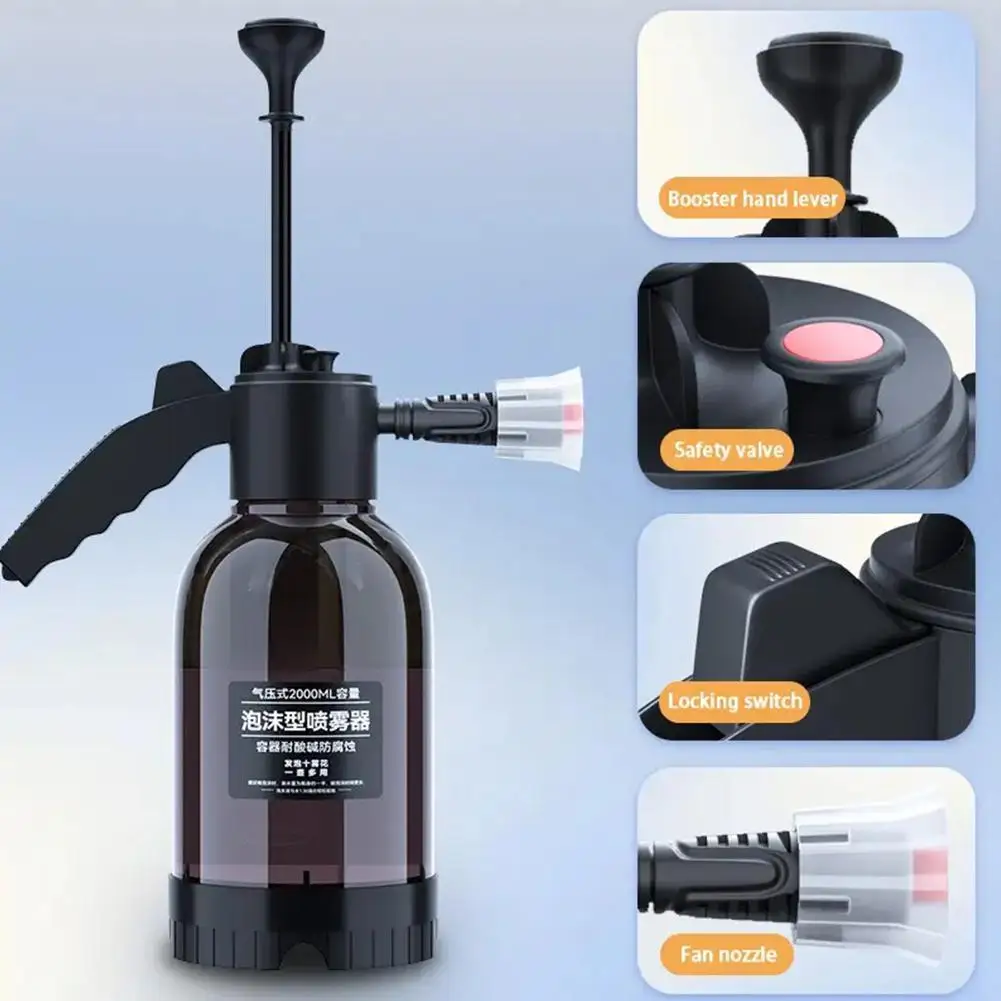 

2L Hand Pump Foam Sprayer with 2 Types of Nozzle Hand Pneumatic Foam Cannon Snow Foam Car Wash Spray Bottle Car Window Cleaning